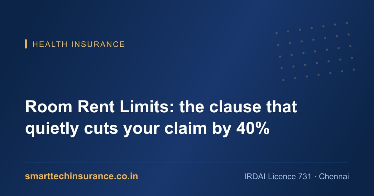 Hospital bill breakdown showing how a room rent cap reduces a health insurance claim