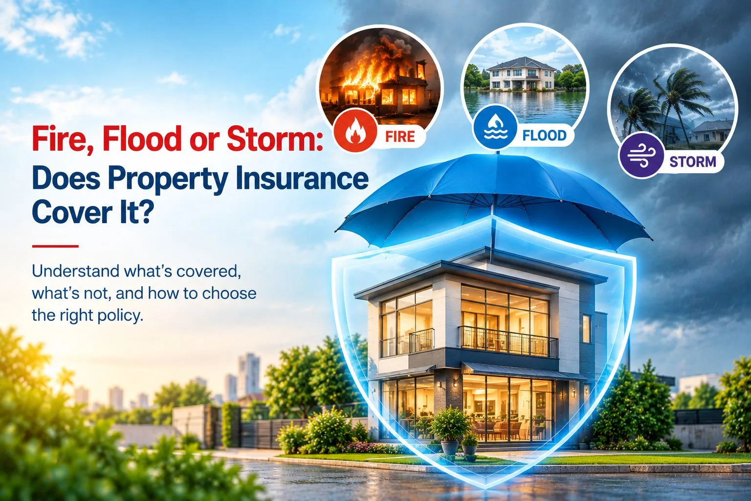Property insurance protection against fire, flood and storm damage.