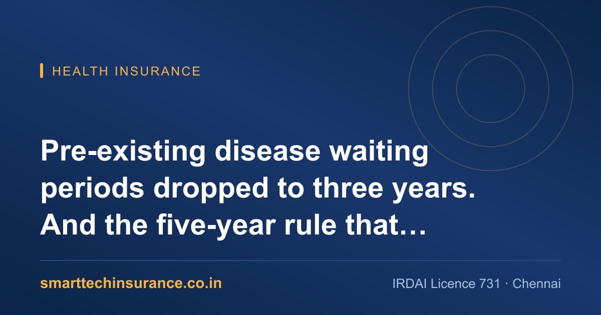 Calendar marking the three-year pre-existing disease waiting period on a health policy