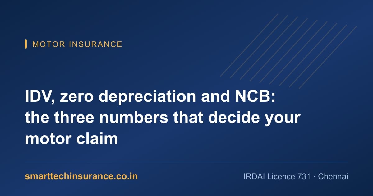 Car insurance schedule showing insured declared value and no claim bonus