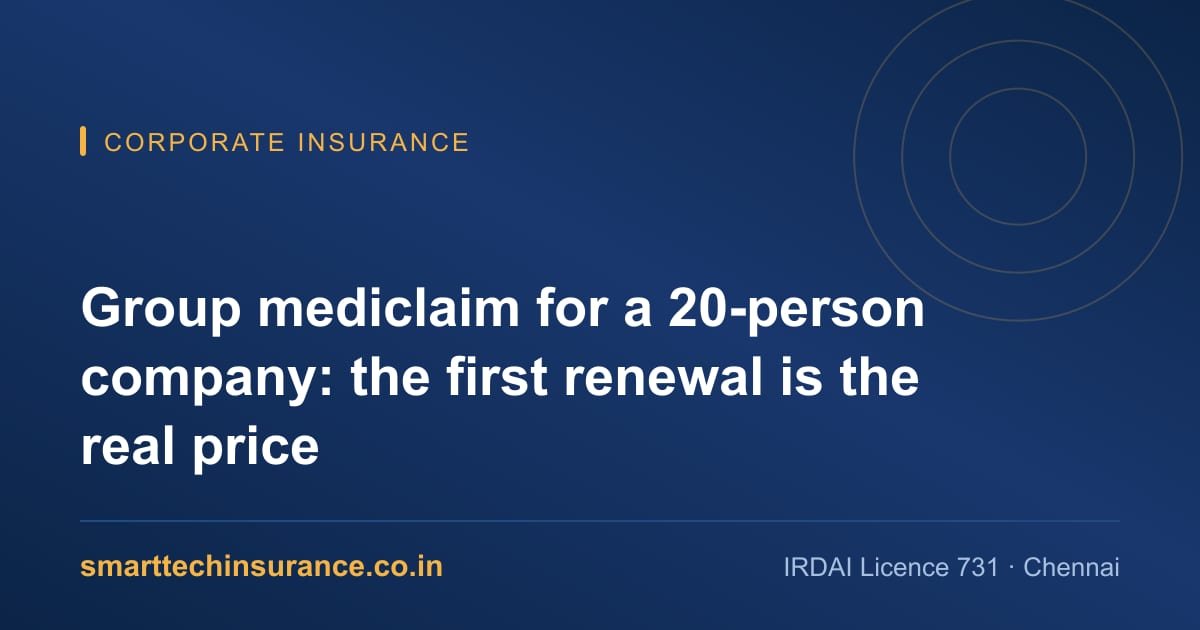 Small business owner reviewing a group mediclaim renewal quote against claims data